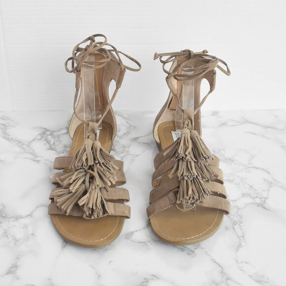 Steve Madden Monrowe Strappy Suede Tassels Gladiator Sandals Size 11 M - Picture 3 of 9